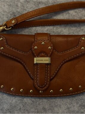 Michael Kors Brown Leather Studded Wristlet